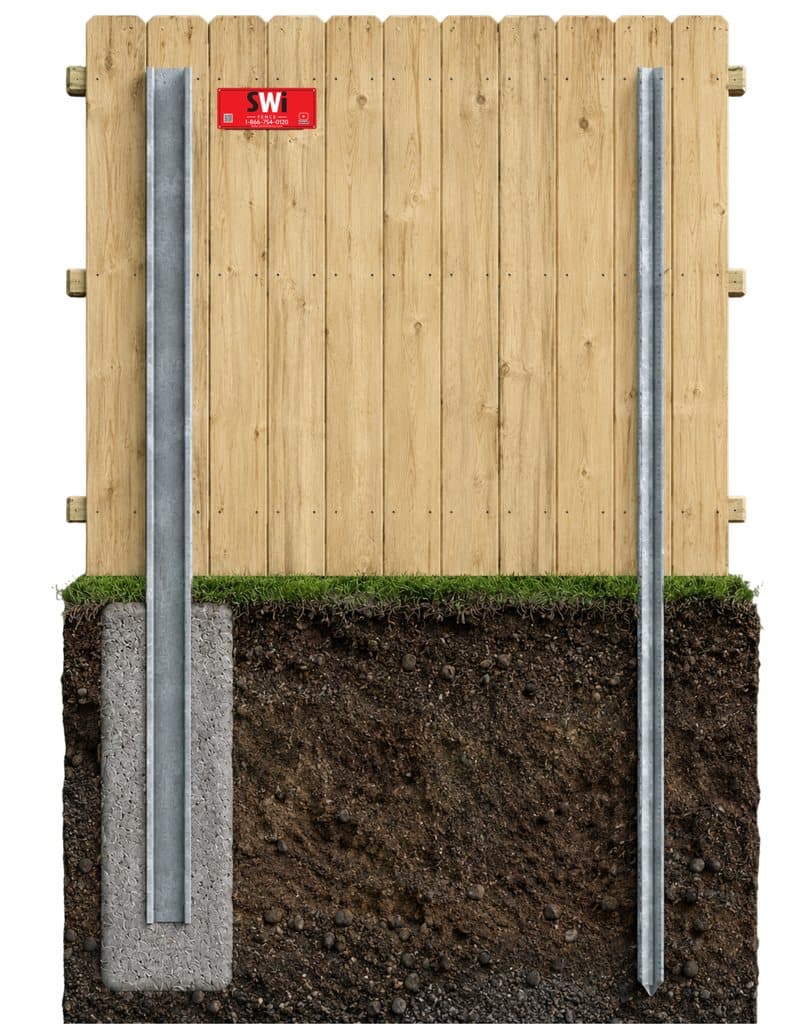 Commercial wood fence installation features