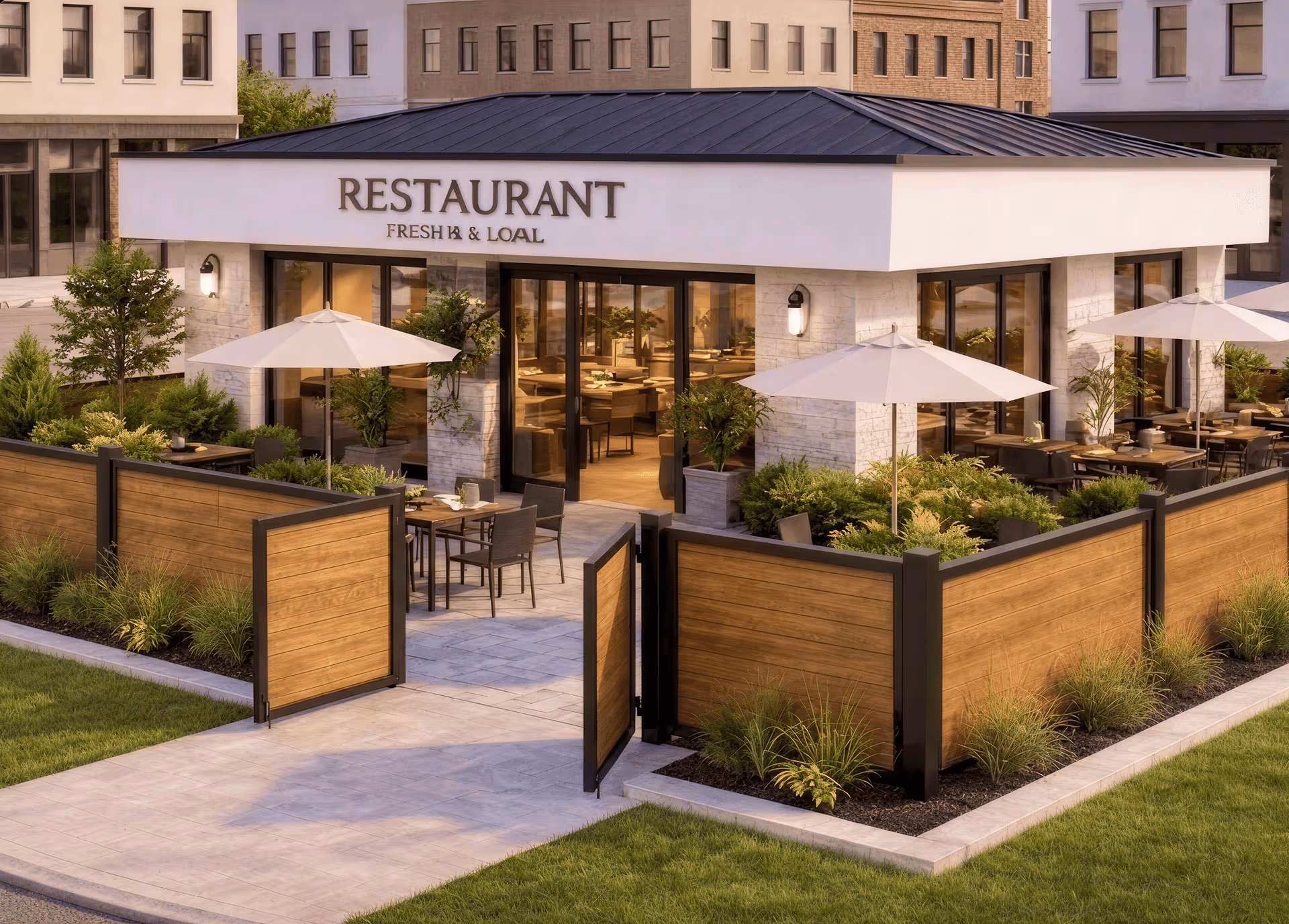 Commercial Mixed Materials Fences