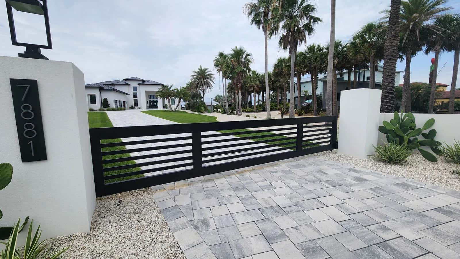 Florida Custom Aluminum Black Estate Driveway Automated Gate
